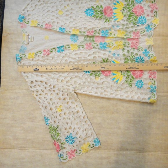 International Apparel Mart Floral Jacket Beach Cover Up White 1X - Picture 8 of 14